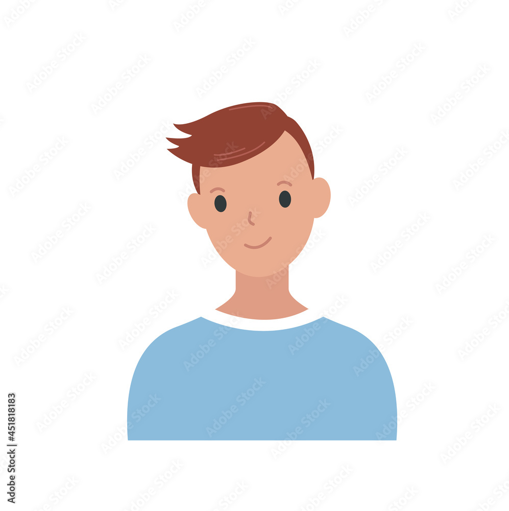 Boy vector illustration. Avatar for social network.  Joyful smiling boy illustration. Boy illustration isolated on white background.