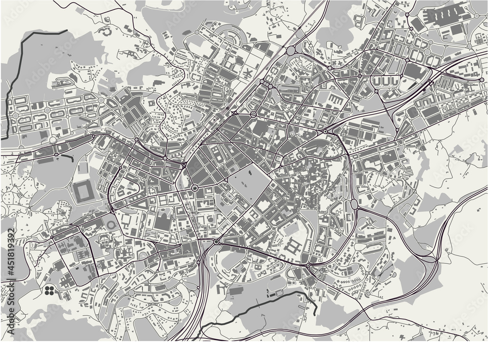 Naklejka premium map of the city of Oviedo, Spain