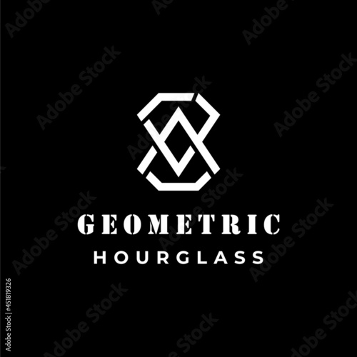 Modern and geometric logo about hourglass. EPS 10, Vector.