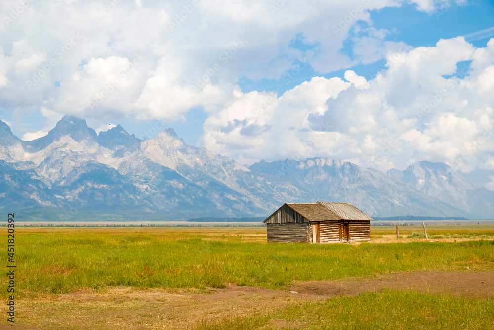 Historic Mormon settlement in Grand Teton National Park, Wyoming, USA, Mormon Row Historic District Historic Mormon settlement in Grand Teton National Park, Wyoming, USA, Mormon Row Historic District