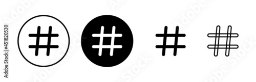 Hashtag icons set. black hashtag icon