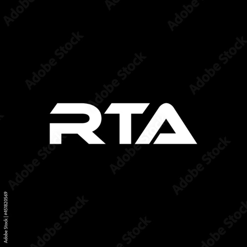 RTA letter logo design with black background in illustrator, vector logo modern alphabet font overlap style. calligraphy designs for logo, Poster, Invitation, etc. photo