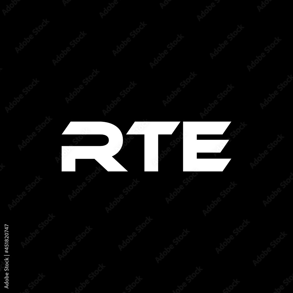 RTE letter logo design with black background in illustrator, vector logo modern alphabet font overlap style. calligraphy designs for logo, Poster, Invitation, etc.