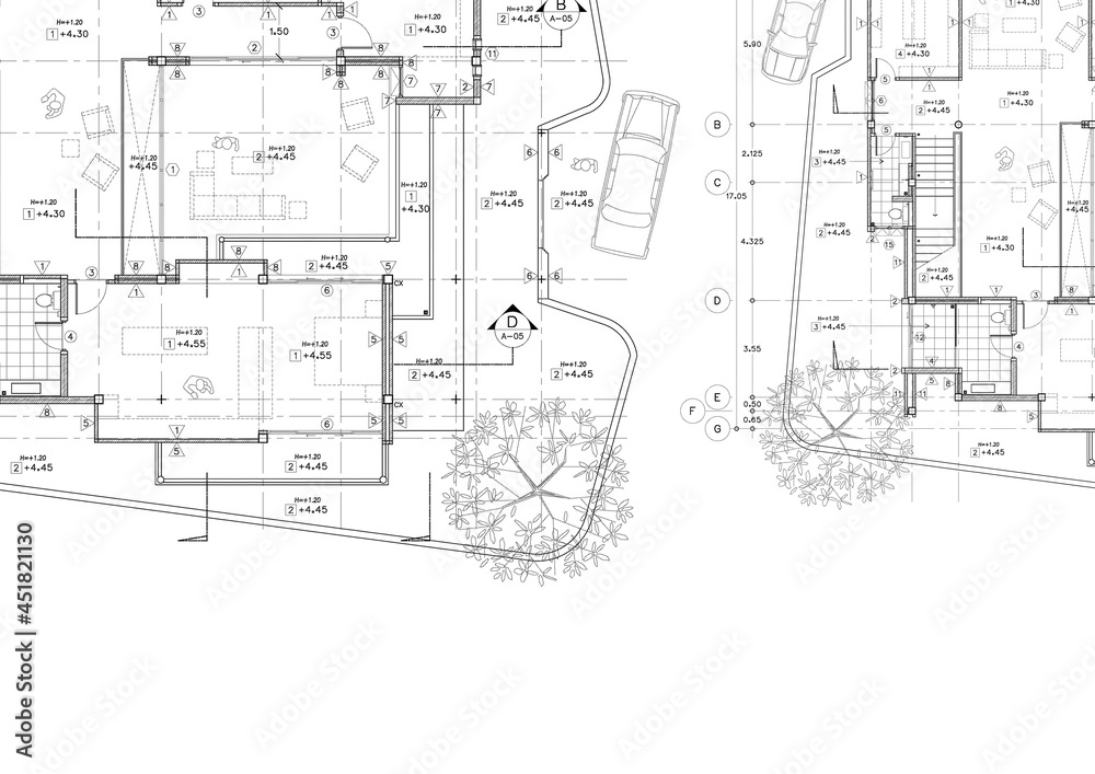 Fototapeta premium Write a blueprint architecture for building.