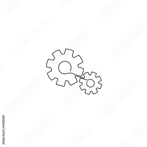 Continuous line drawing of gear, business template design, object one line single line art, vector illustration