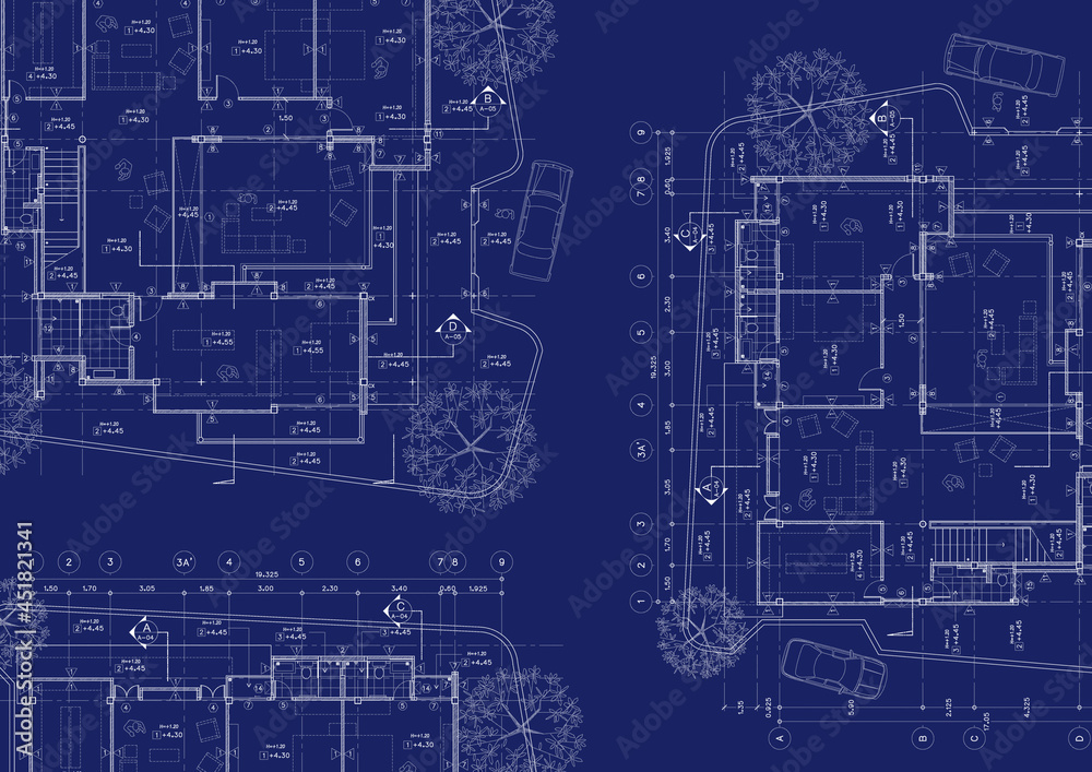 Obraz premium Write a blueprint architecture for building.