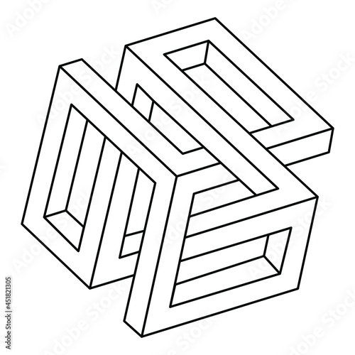 Impossible shapes. Optical illusion object. Op art.