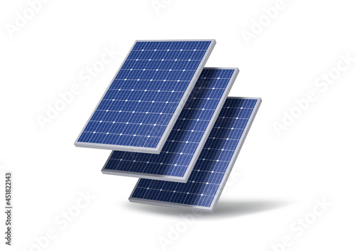 Solar panels isolated from the white background, photovoltaic energy photo