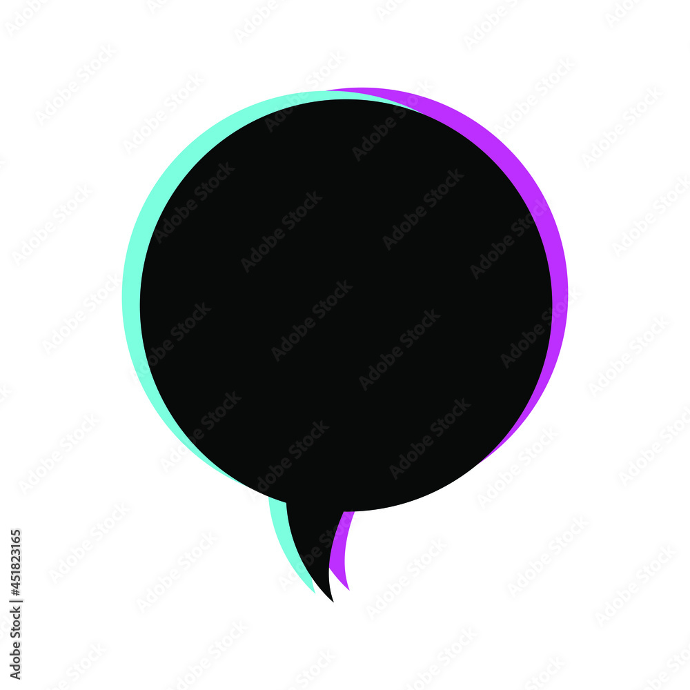 Modern black speech bubble with neon shadow, flat style. Vector icon isolated on white background. EPS 10. Modern black speech bubble with neon shadow, flat style. Vector icon isolated on white background. EPS 10.