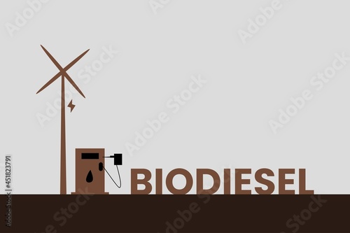 Biodiesel concept vector illustration. Biodiesel symbol and typography text