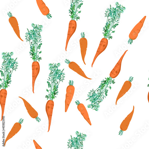 Beautiful seamless carrot vector background. Ideal for wallpaper, surface textures, textiles.