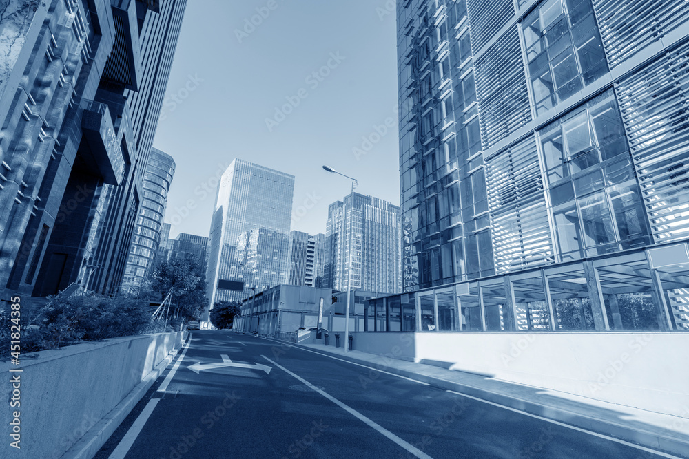 Fototapeta premium Central business district, roads and skyscrapers, Xiamen, China.