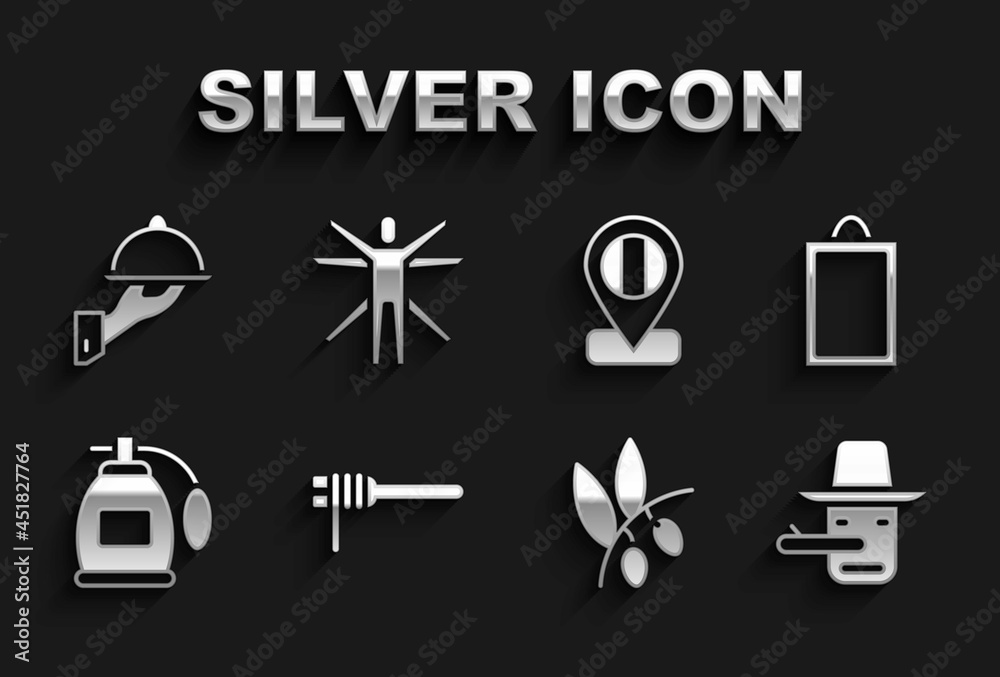 Set Pasta spaghetti, Picture, Pinocchio, Olives branch, Perfume, Location flag Italy, Covered with tray of food and Vitruvian Man icon. Vector Set Pasta spaghetti, Picture, Pinocchio, Olives branch, Perfume, Location flag Italy, Covered with tray of food and Vitruvian Man icon. Vector