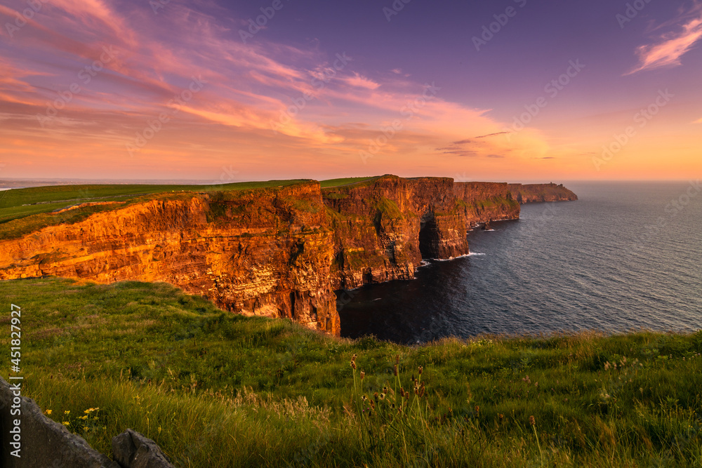 Sunset over Cliffs of Moher, Wild Atlantic Way, Clare, Ireland
