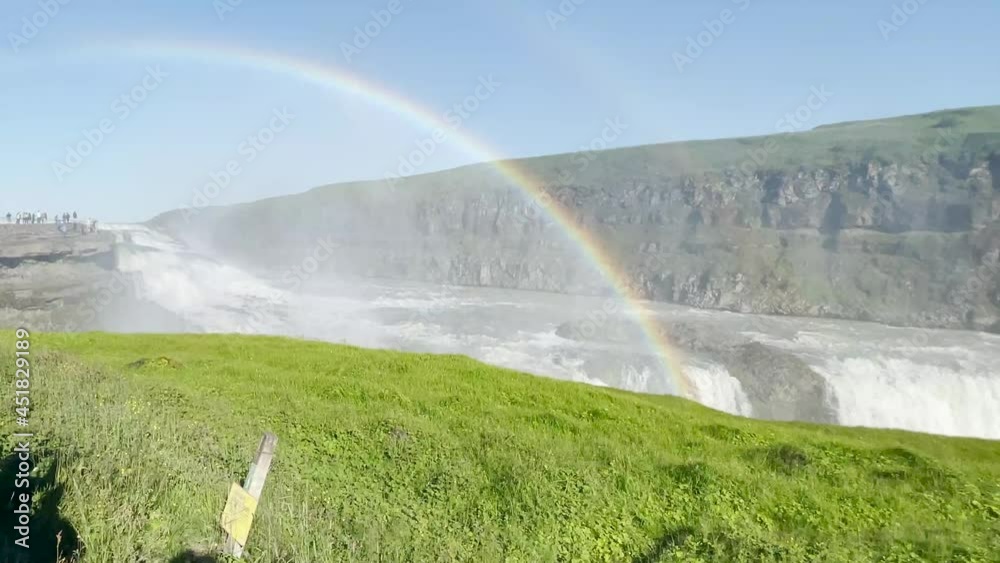 Paysage Islandais - arc en ciel et cascade