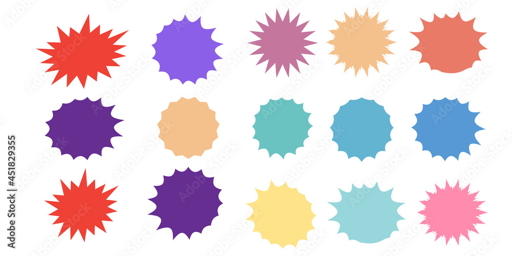 Bursting speech star set. Starburst isolated icons set Bursting speech star set. Starburst isolated icons set