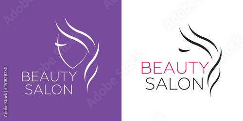 Beautiful woman vector logo template for hair salon, beauty salon, cosmetic procedures, spa center. vector logo template for hair salon