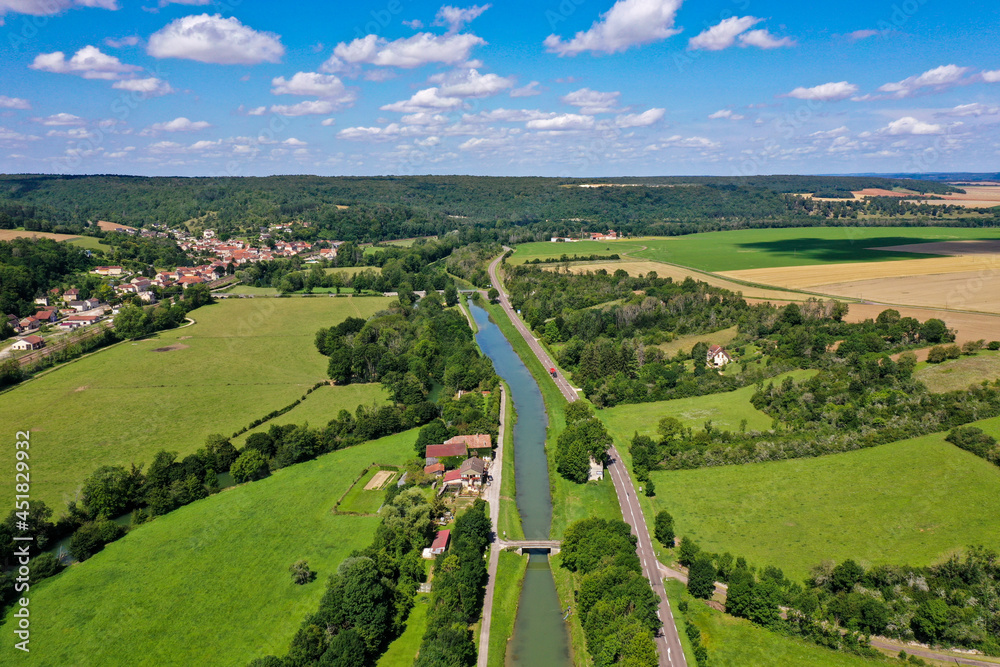 aerial view of the canal of bourgogne