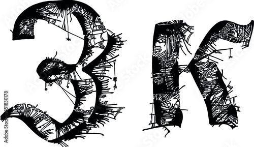 Russian letter blot font halloween З К