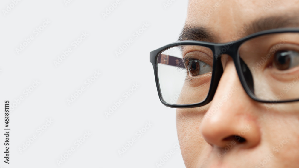 Portrait of a young man with eyeglasses isolated on white background. Portrait of a young man with eyeglasses isolated on white background.