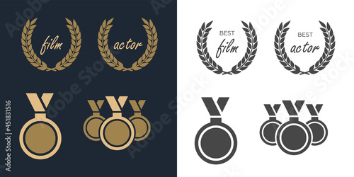 Laurel Wreaths Vector. Award signs with laurel wreath