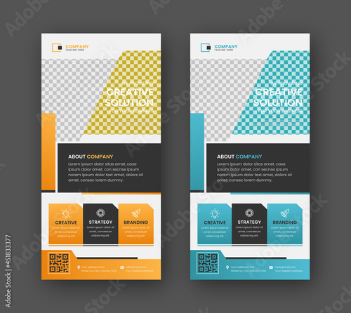 Dl rack card flyer or roll-up web banner for corporate business concept vector design template.