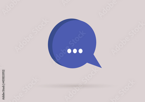 A 3d minimalist messenger icon, a speech bubble image
