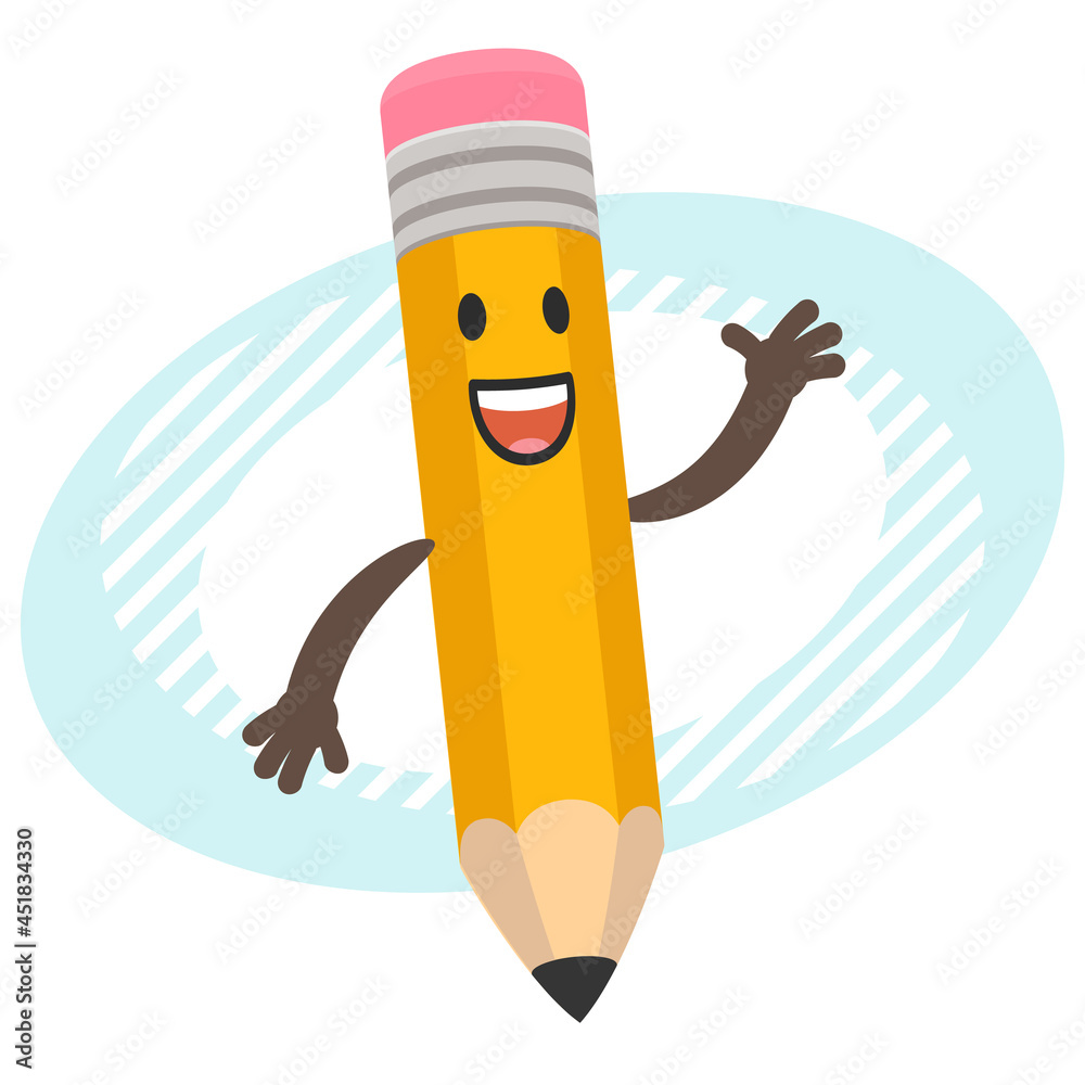 Cartoon Pencil Character greeting Stock Vector Adobe Stock