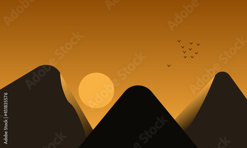 pyramids of giza  mountain landscape illustration