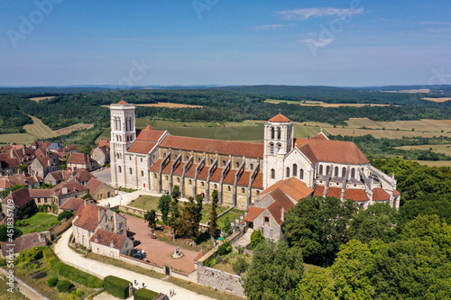 aerial view on the basilica of vezelay sainte marie madeleine