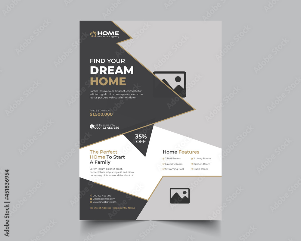 Professional Real Estate Business  Flyer Template Layout .Editable And Easy Customize