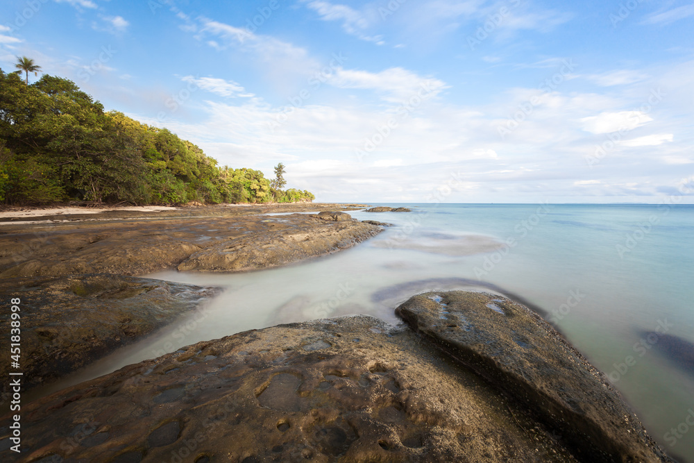 long exposure capture of coast in borneo - malaysia.