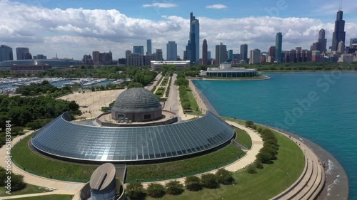 Aerial view of the planetarium in the city of Chicago