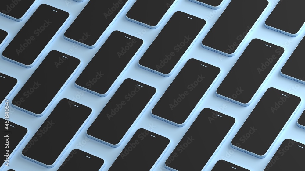 minimal abstract background of smartphones on blue floor 3d render minimal abstract background of smartphones on blue floor 3d render