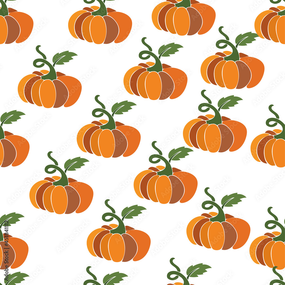 Pumpkin seamless pattern on white background