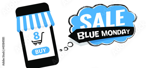 Blue monday Big sale, buy now, online shopping concept Vector e discount icons Special offer template Best price deal Marketing signs Market ideas Super store mobile app concept Shop internet page