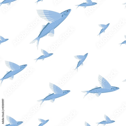 Fotografie, Obraz Marine life seamless pattern. Fish shoal. Underwater inhabitants.
