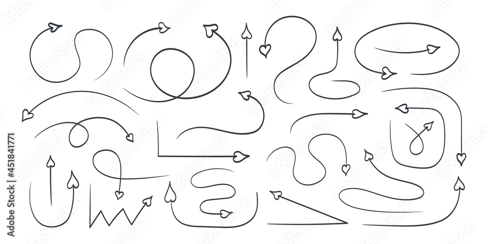 Arrow icons. A set of hand-drawn arrows. Vector arrows. Set of different arrows. Vector illustration Arrow icons. A set of hand-drawn arrows. Vector arrows. Set of different arrows. Vector illustration
