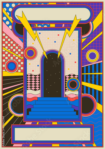 1980s - 1990s Abstract Illustration, Template for Posters, Covers