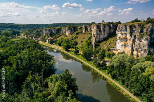 aerial view on the saussois rock and the canal of nivernais photo