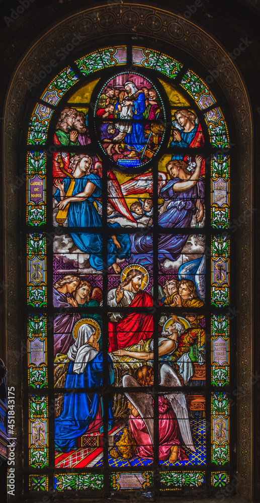 Stained glass windows in the Saint-Louis Cathedral of La Rochelle