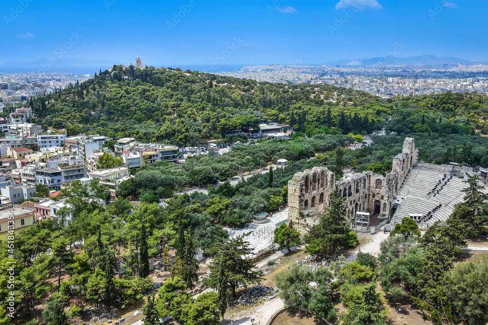 view from the Acropolis hill on the city of Athens, Greece 