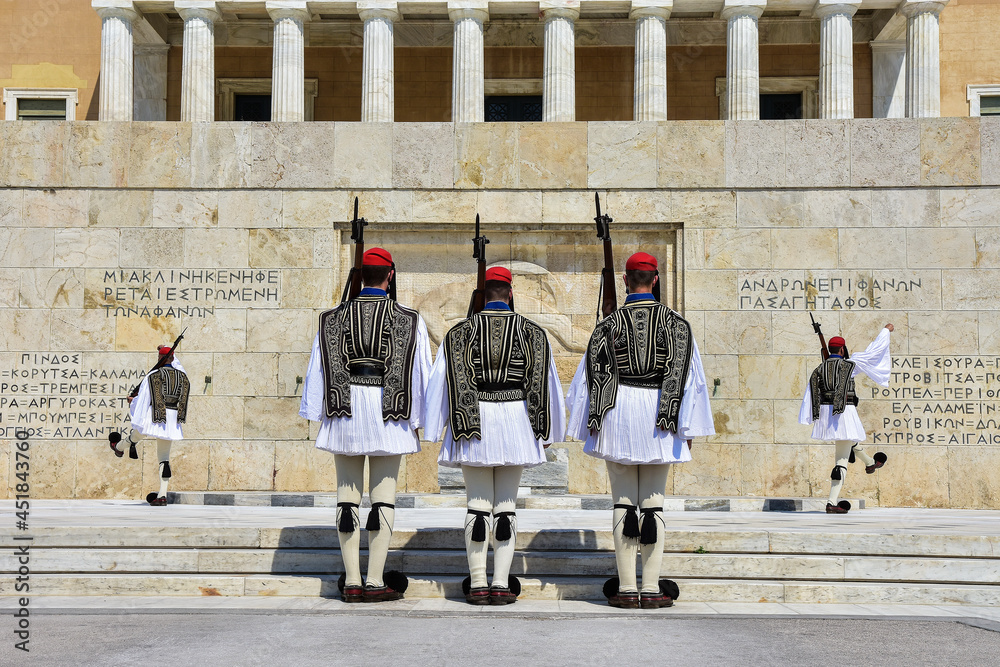 Changing of the guard at the parliament in Athens, Greece