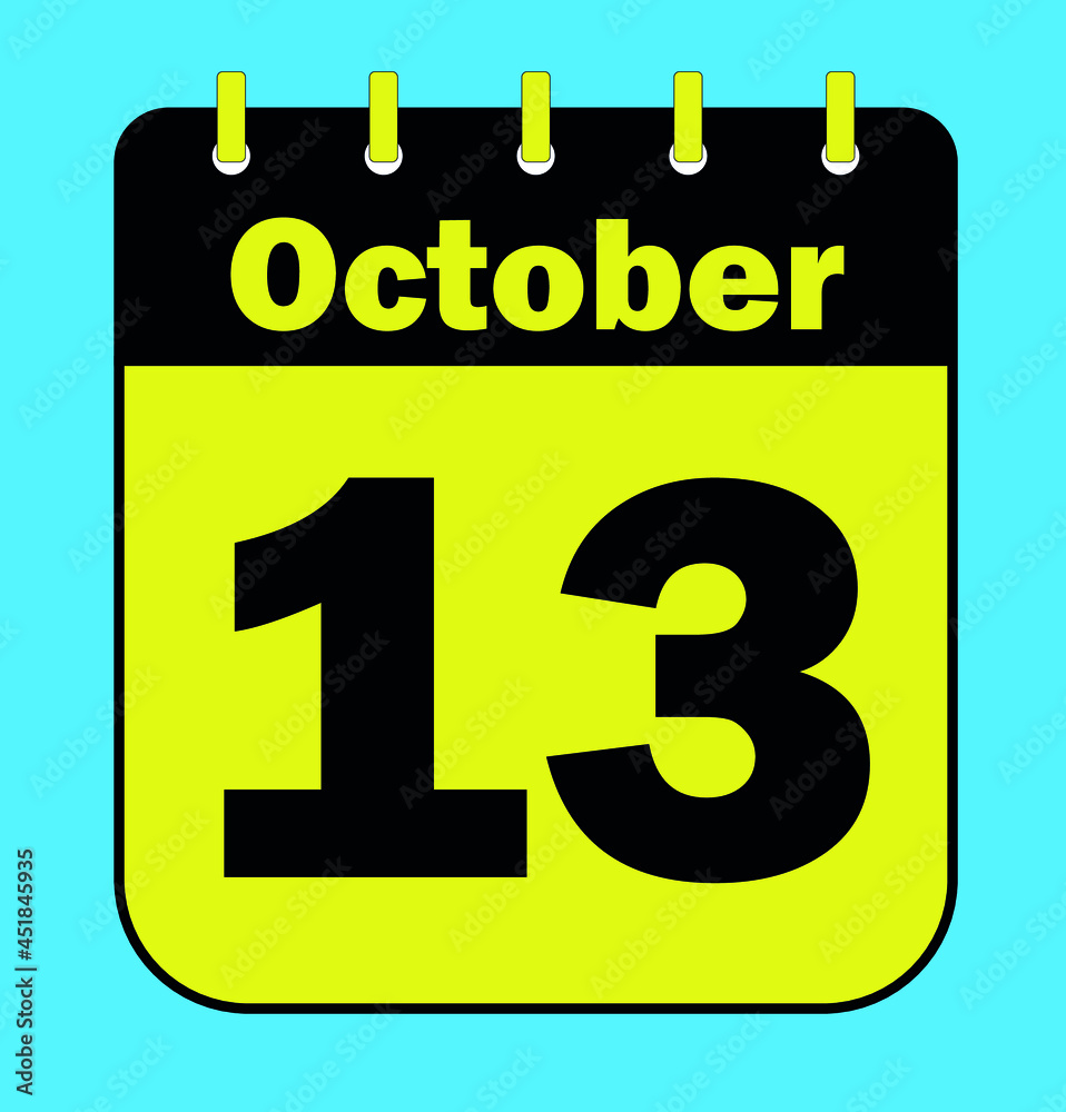 October 13 - Calendar Icon - Vector Illustration October 13 - Calendar Icon - Vector Illustration