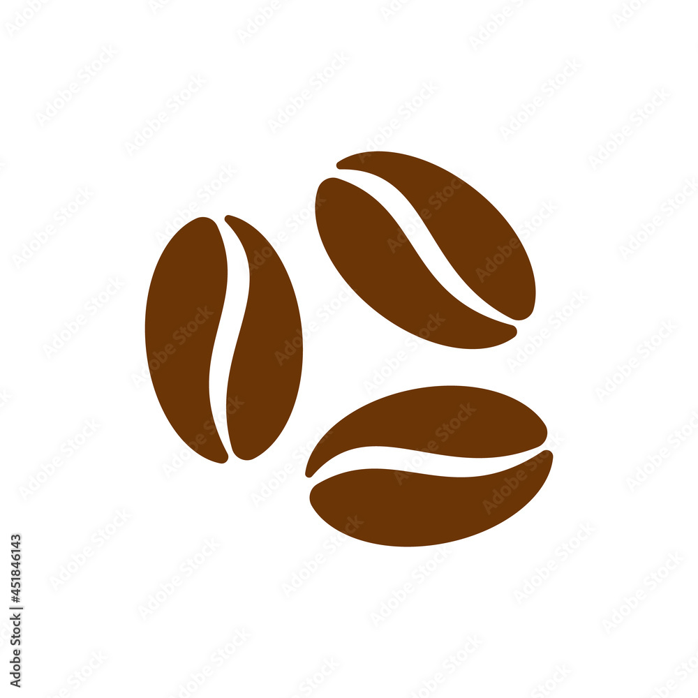 Obraz premium Brown coffee bean icon on white background