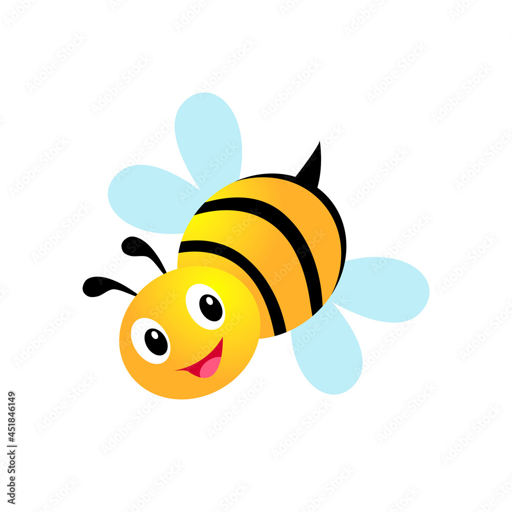 Obraz premium Bee insect, cute cartoon illustration isolated on white background.