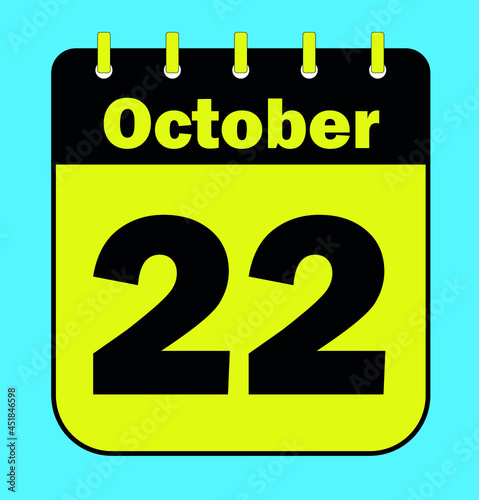 October 22 - Calendar Icon - Vector Illustration