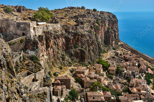 Monemvasia beautiful ancient town on rock, Greece 