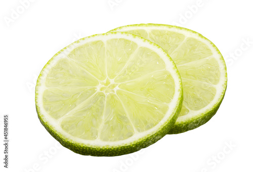 lime slices isolated on white