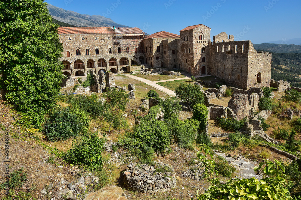 Mystras fortress and Byzantine city in Greece 